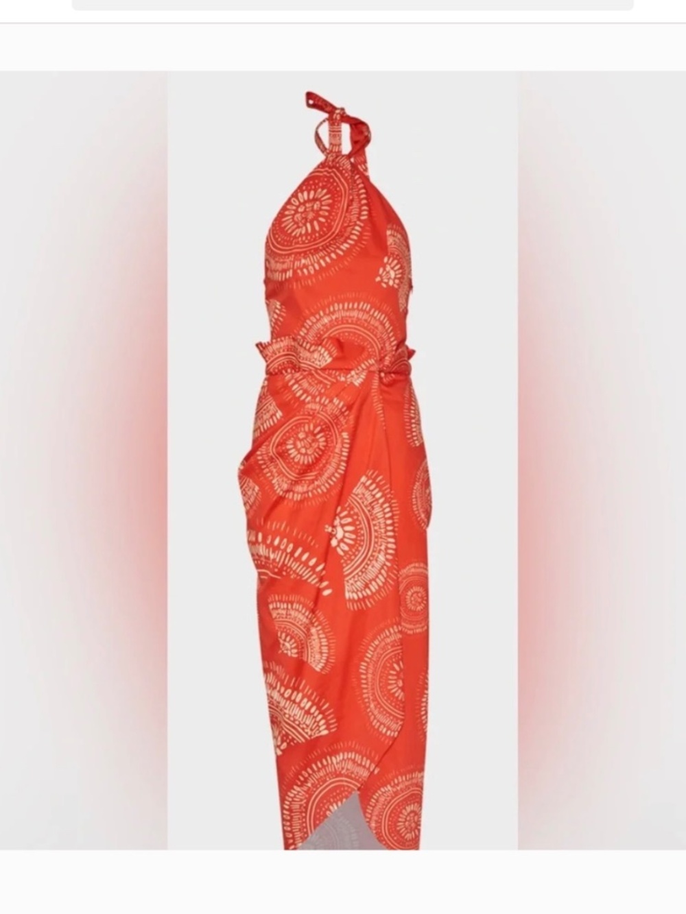 Andres Otalora Selva Midi Dress 6 Orange Halter Wrap Sarong Resort Vacation - Picture 7 of 10